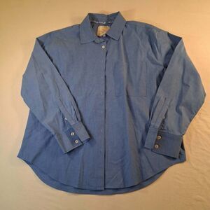Casa Cabana Shirt Mens Large Blue Long Sleeve Button Up Stretch Cotton Blend